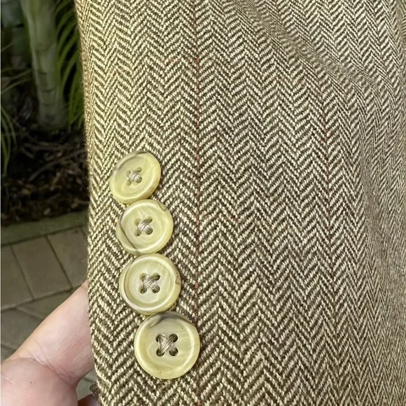 RALPH LAUREN MENS BLAZER SIZE 40 GOLD TAN HERRINGBONE SPORT COAT SUIT JACKET